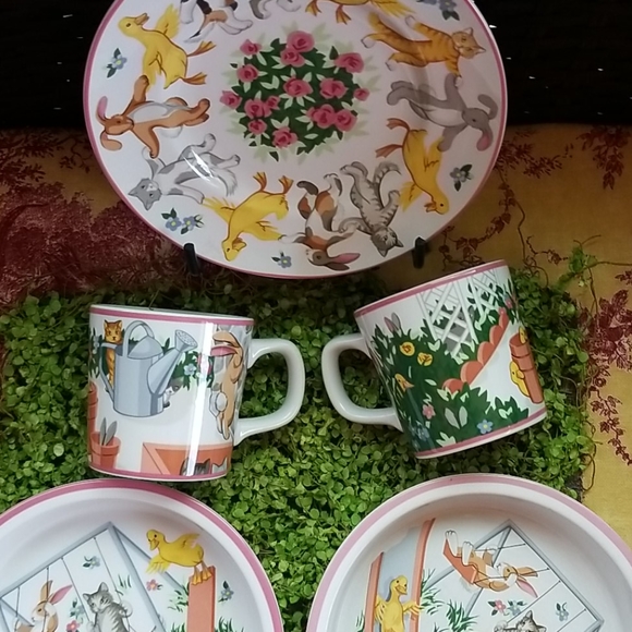 Vtg TIFFANY & Co. 1992 Animals GENDER Neutral Dishes PLAYGROUND 5 PC Set MINT EC - Picture 9 of 14